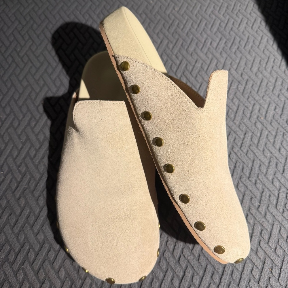 J.Crew ‘Pacific’ Suede Studded Mules in ‘Candlelight’ ASO Meghan Markle